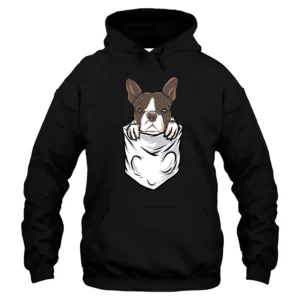 Bulldog In Pocket Funny Hoodie - Black