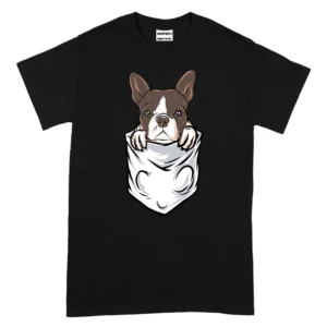 Bulldog In Pocket Funny TShirt - Black