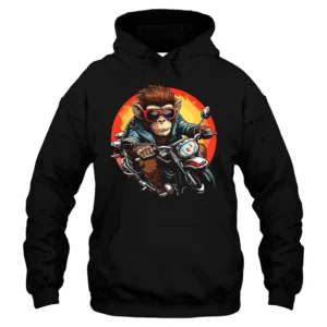 Monkey Riding Motorcycle Hoodie - Black