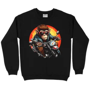 Monkey Riding Motorcycle Sweatshirt - Black