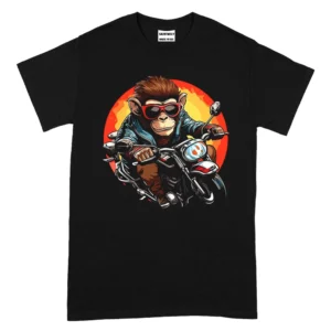 Monkey Riding Motorcycle TShirt - Black